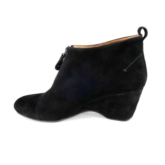 Gentle Souls Ridgual Ankle Boots Wedge Heel Black Suede Womens Size 10 Zip Front - Picture 5 of 11
